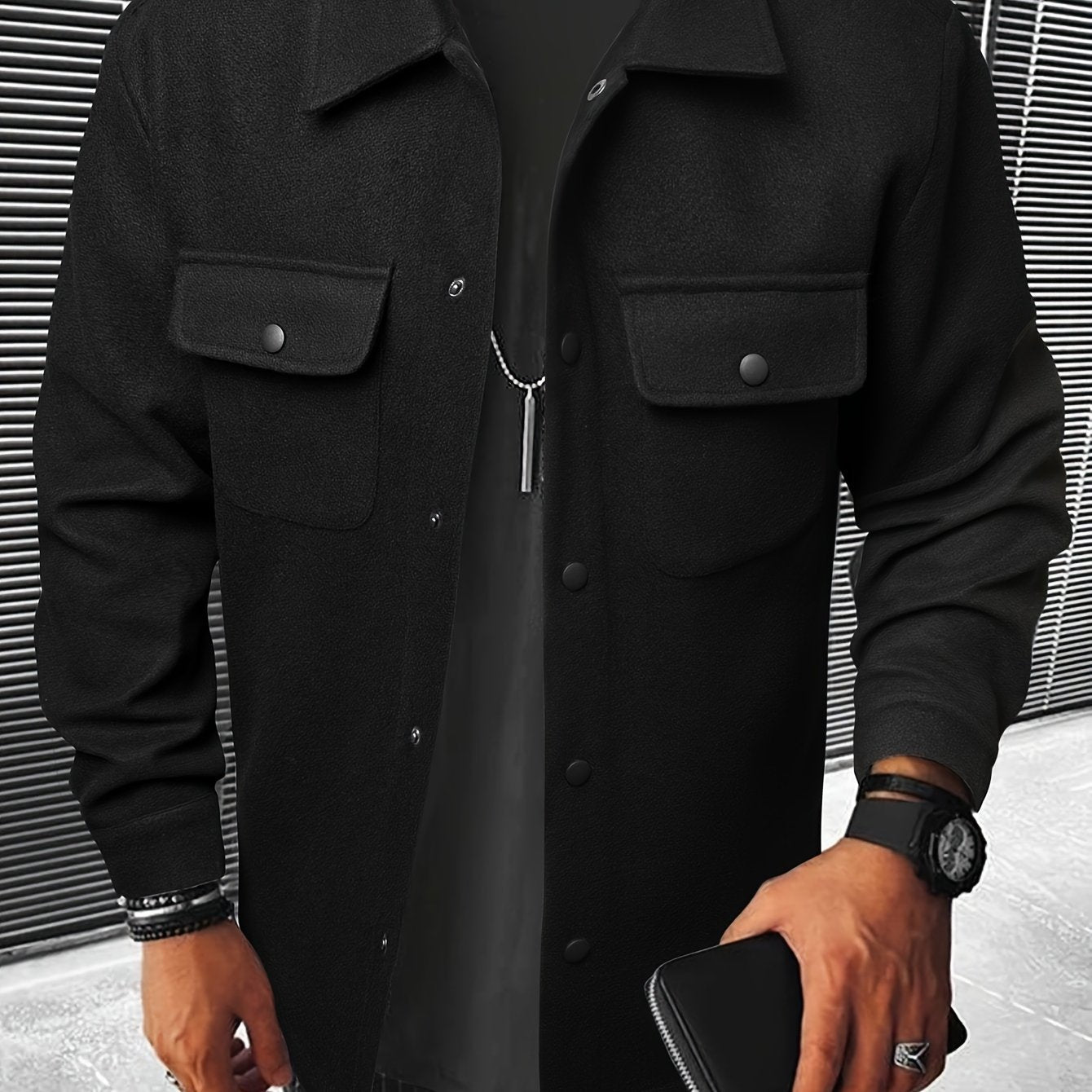 Casual Solid Polyester Jacket