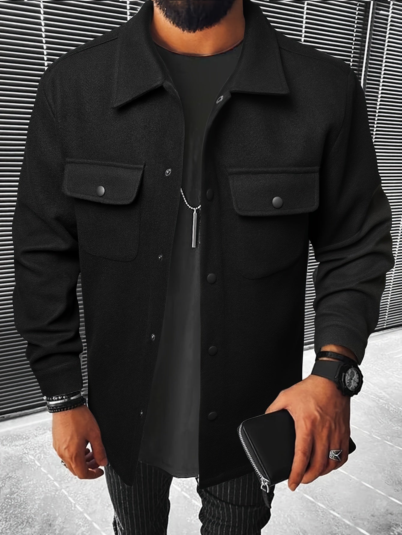 Casual Solid Polyester Jacket