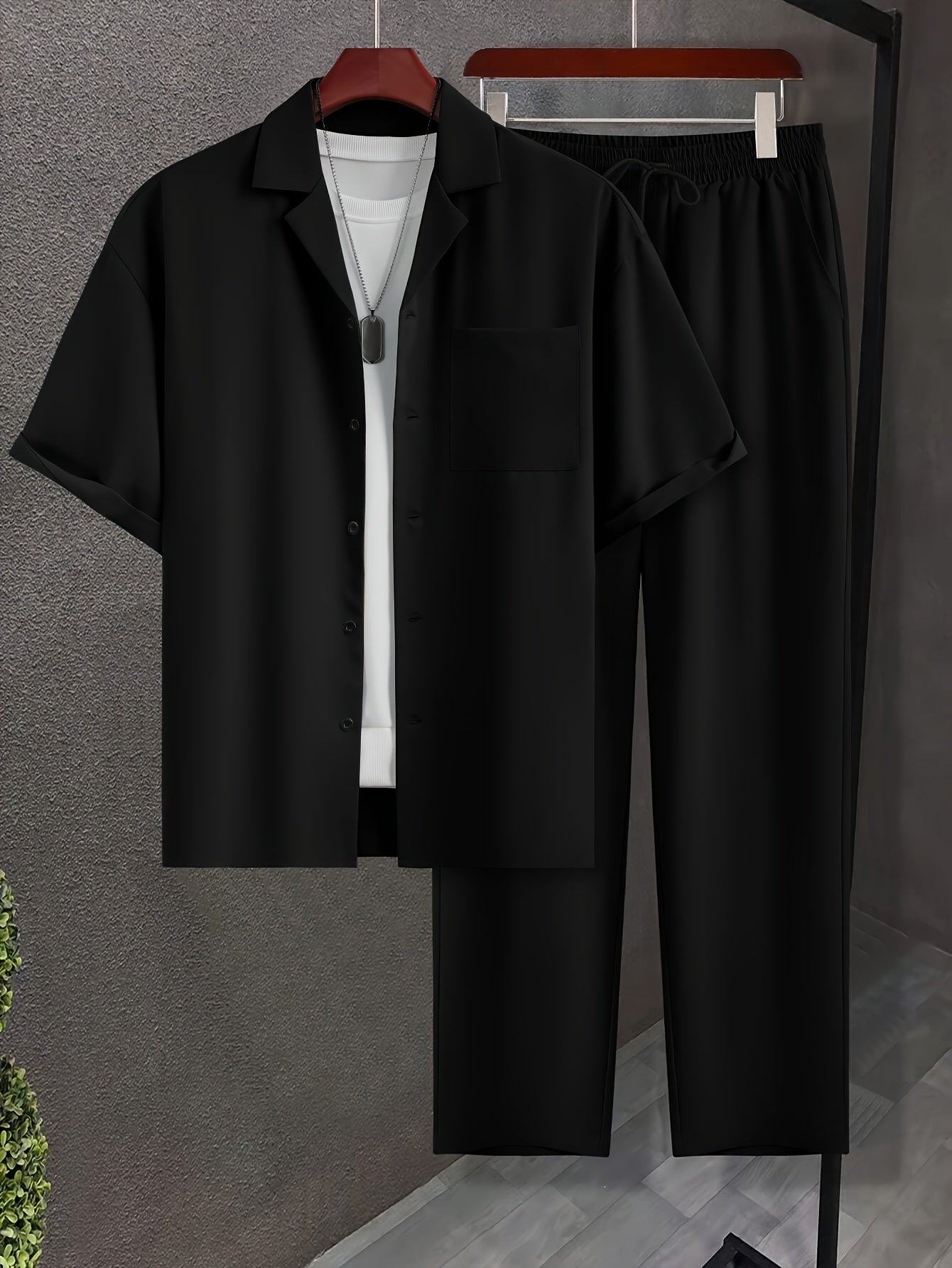 Casual Shirt & Loose Straight Pants Set