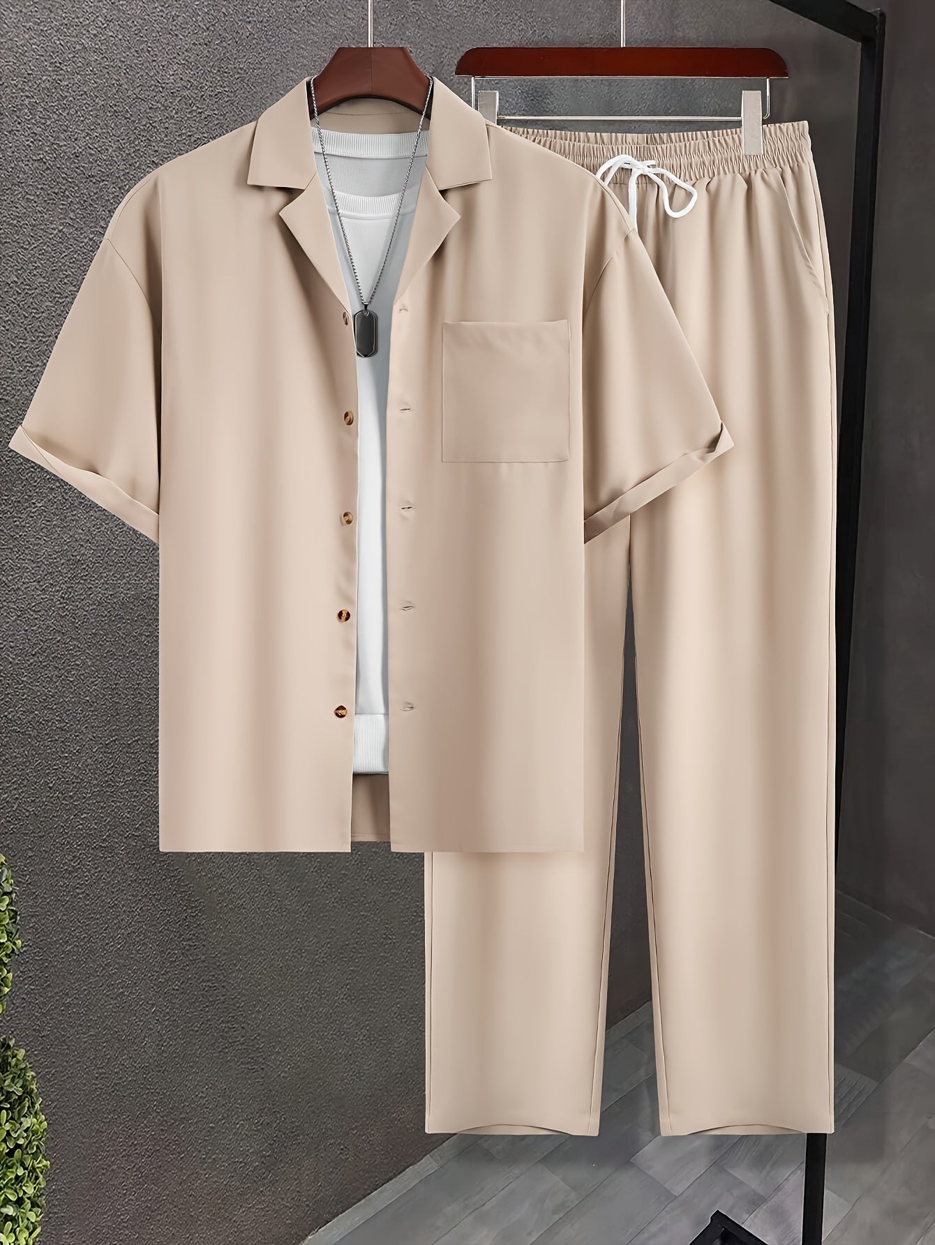 Casual Shirt & Loose Straight Pants Set