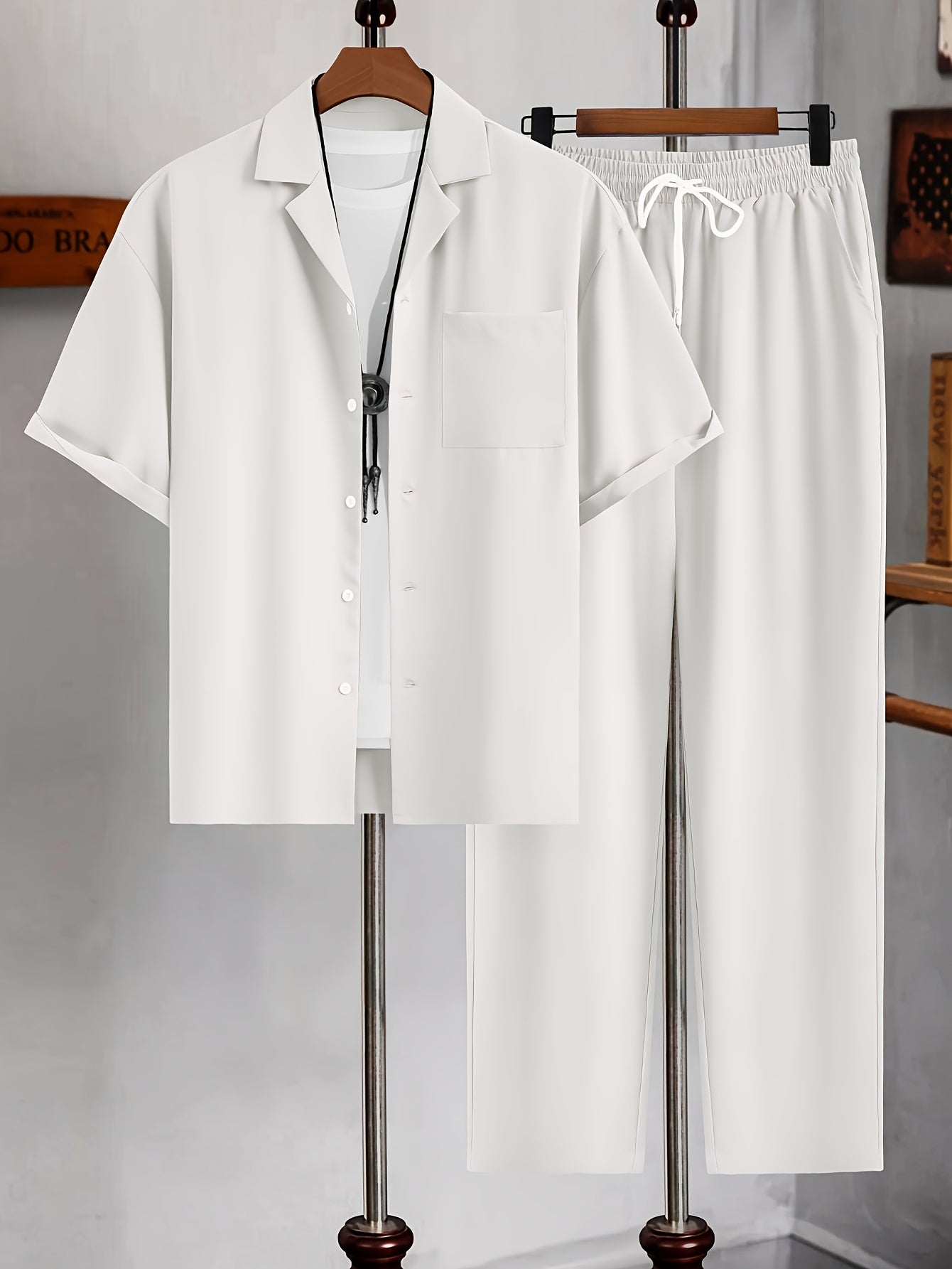 Casual Shirt & Loose Straight Pants Set