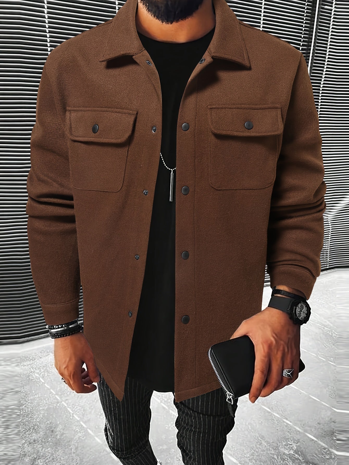 Casual Solid Polyester Jacket