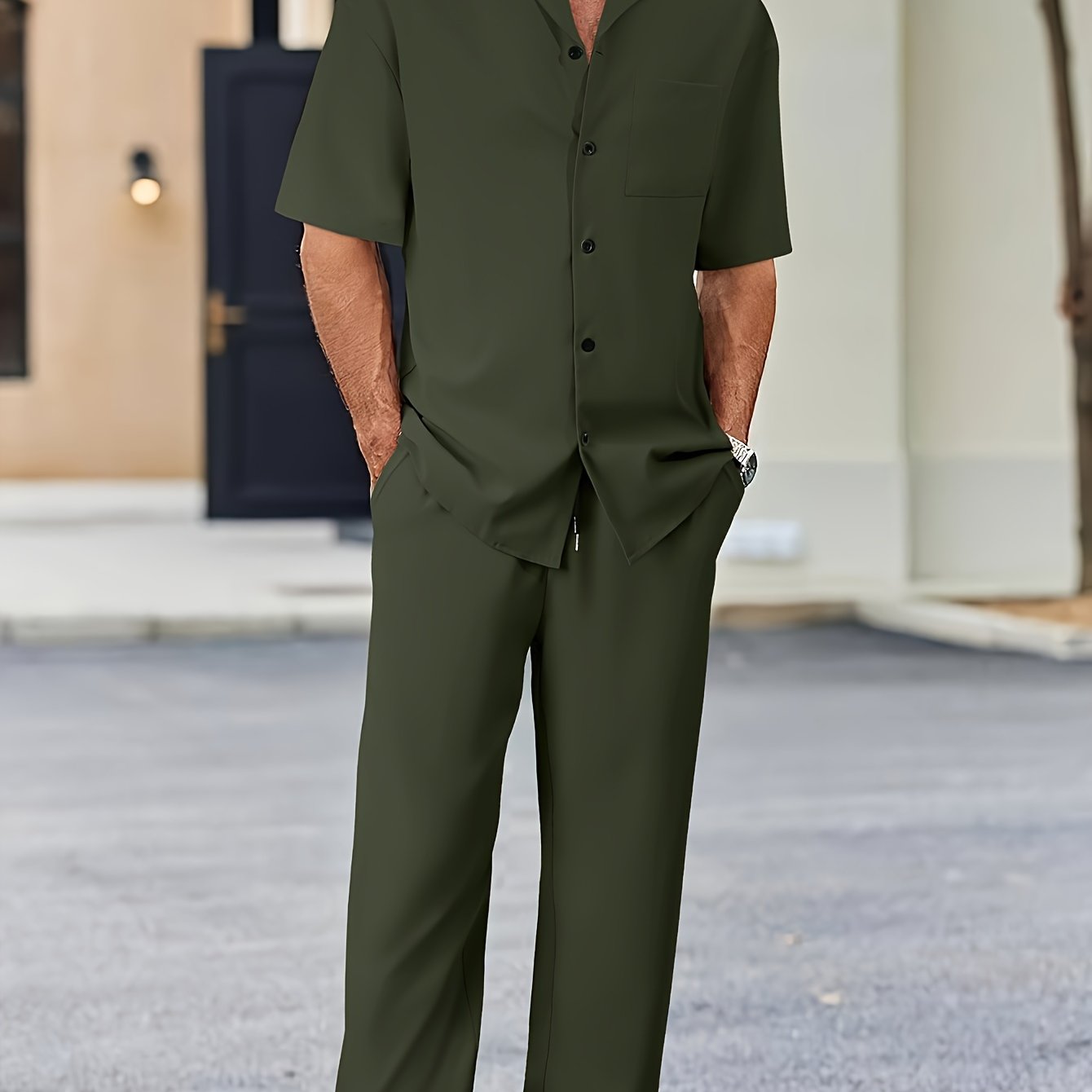 Casual Shirt & Loose Straight Pants Set