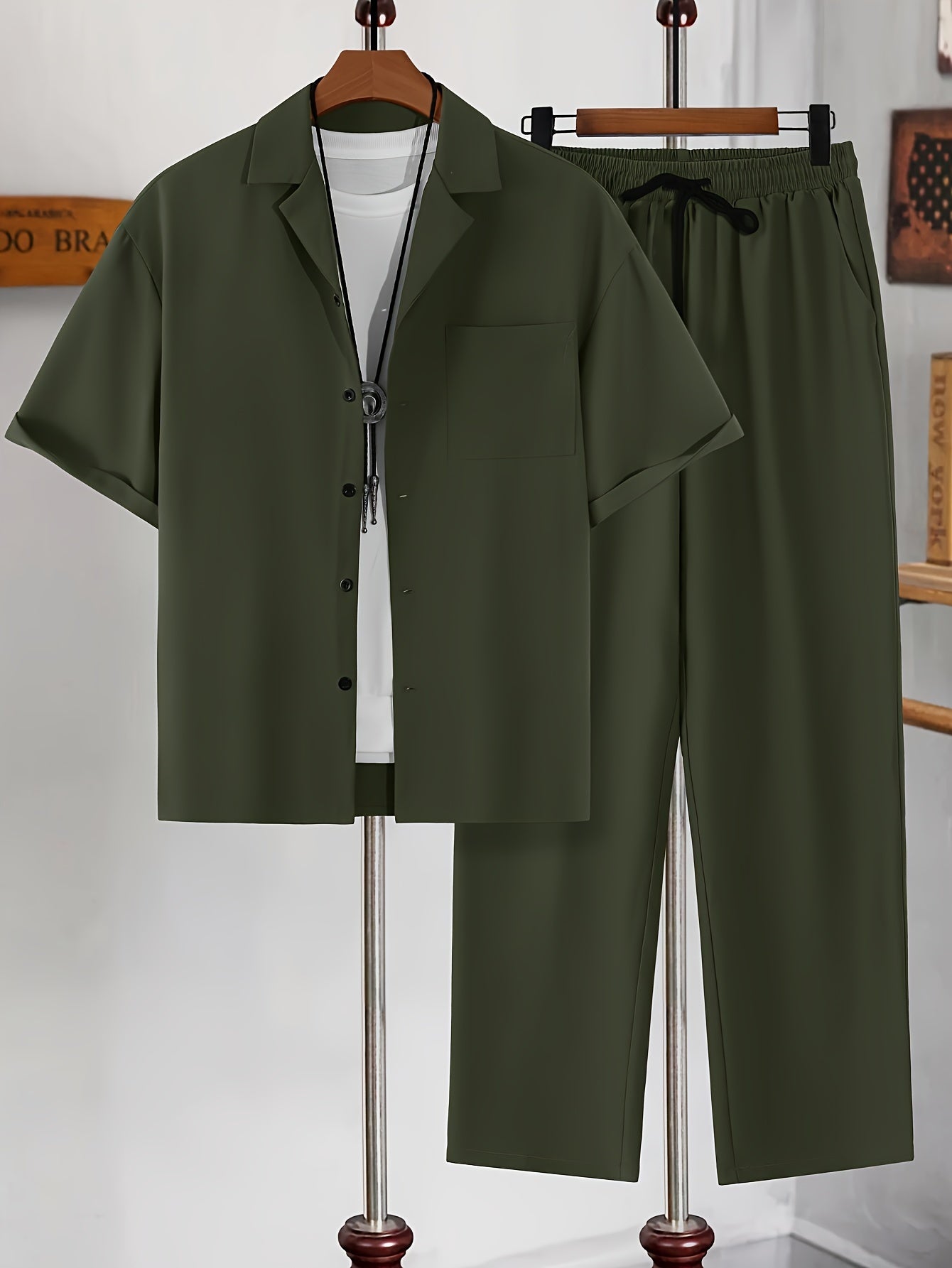Casual Shirt & Loose Straight Pants Set