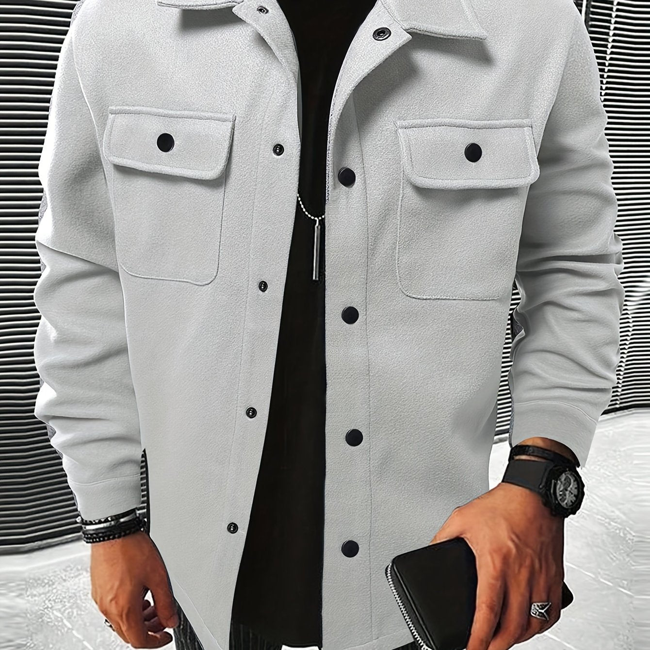 Casual Solid Polyester Jacket