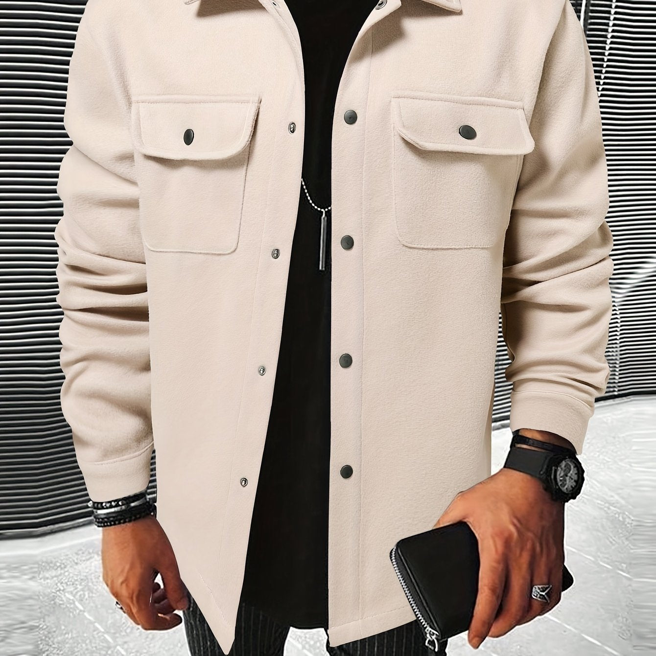 Casual Solid Polyester Jacket