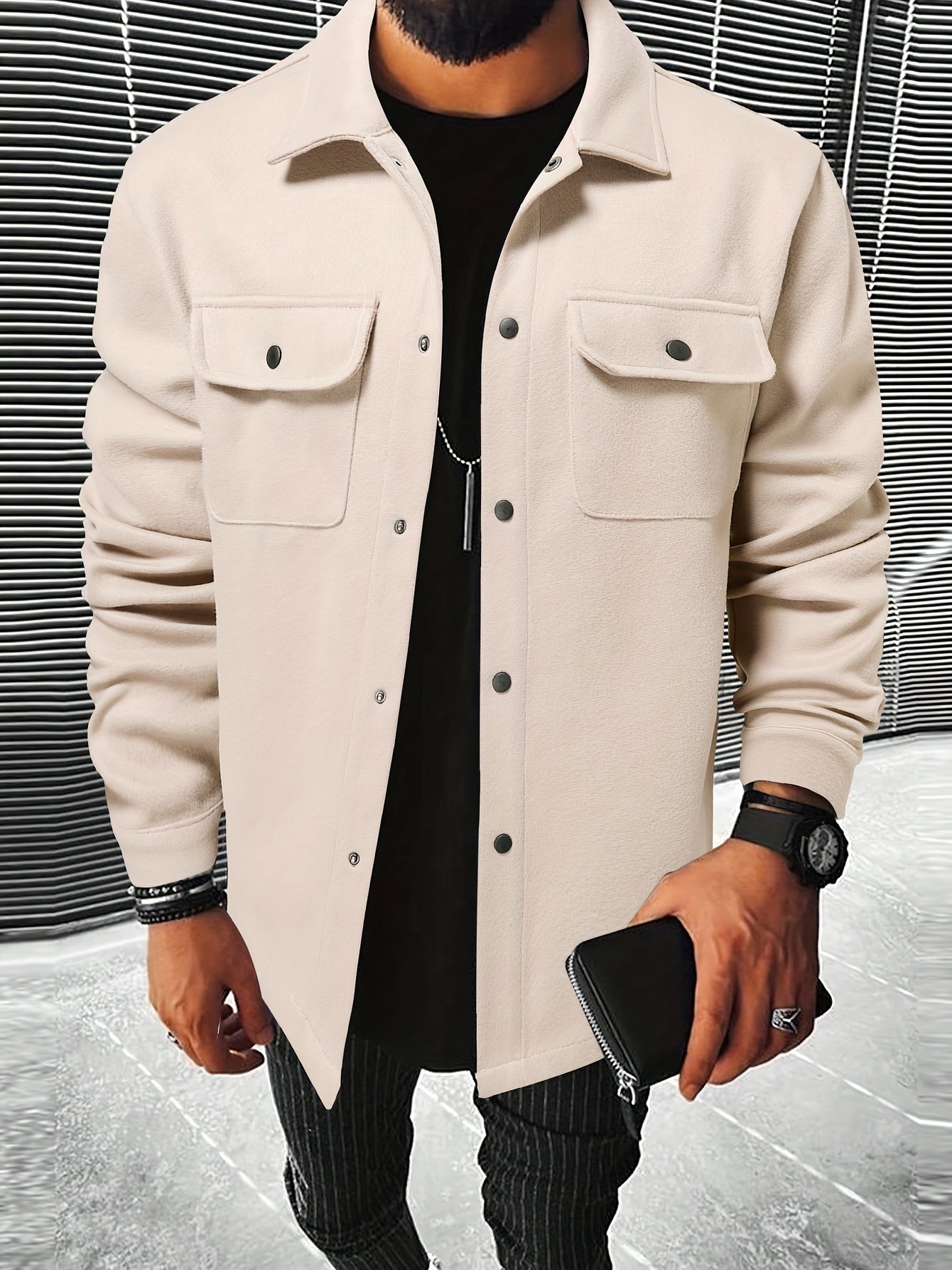Casual Solid Polyester Jacket