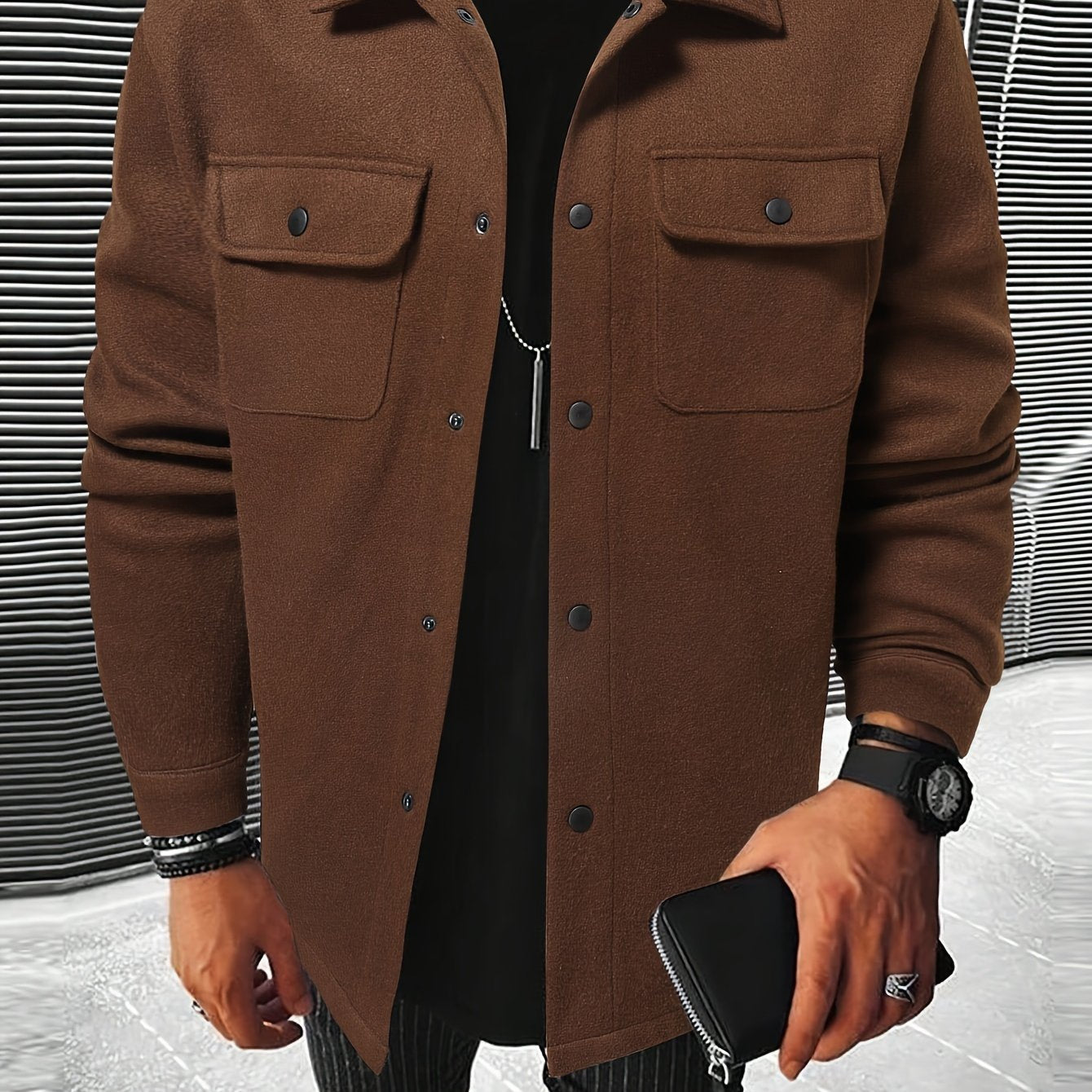 Casual Solid Polyester Jacket